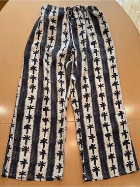 Black & White Patterned Linen Print Palazzo Pants